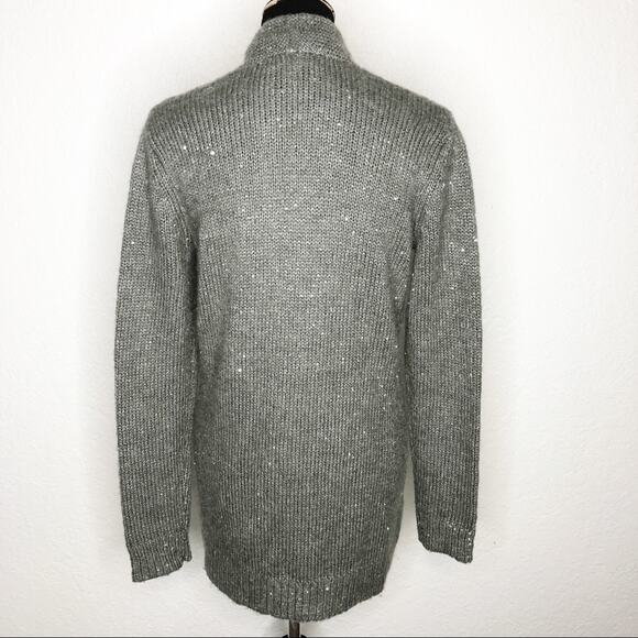 Michael Michael Kors gray sequin sparkle open mohair wool cardigan size Small - Picture 14 of 14